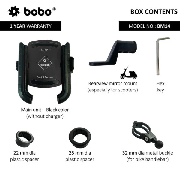 BOBO BM14 Quick Release Enhanced BM4 Bike / Cycle Phone Holder Motorcycle Mobile Mount - Image 4