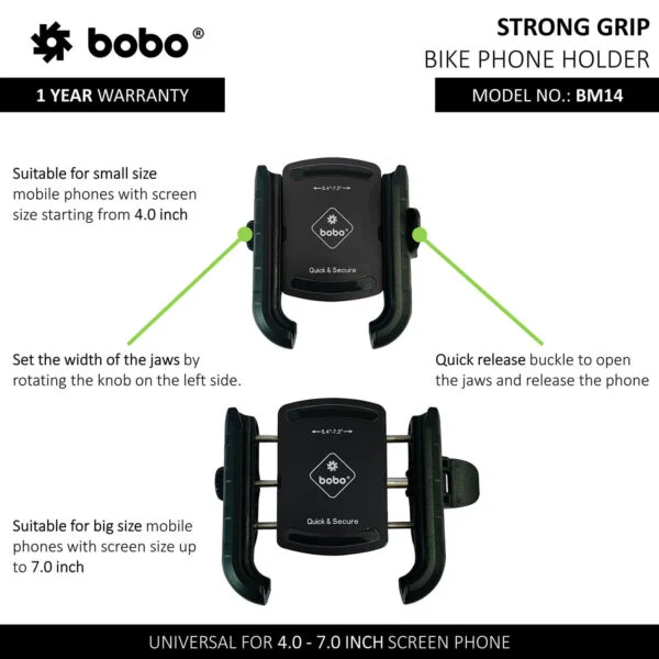 BOBO BM14 Quick Release Enhanced BM4 Bike / Cycle Phone Holder Motorcycle Mobile Mount - Image 5